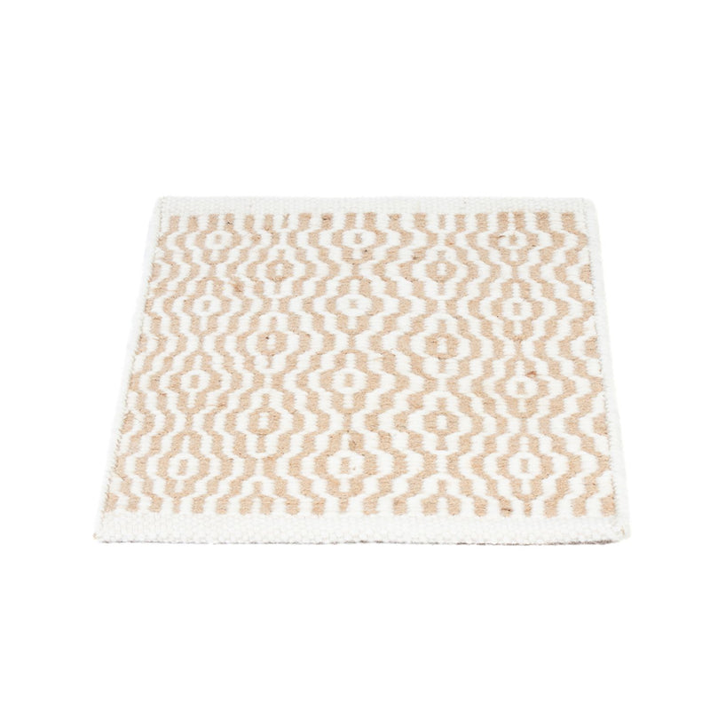 Wollteppich quadratisch  - 35 x 32 cm - beige