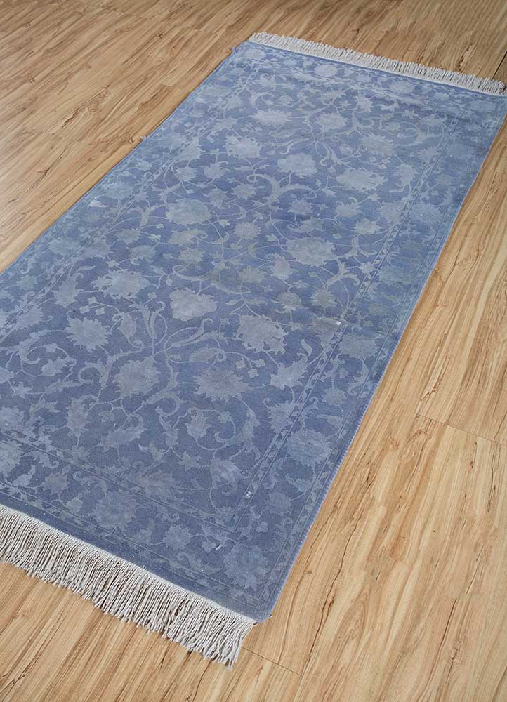 Wollteppich - 150 x 75 cm - seeblau