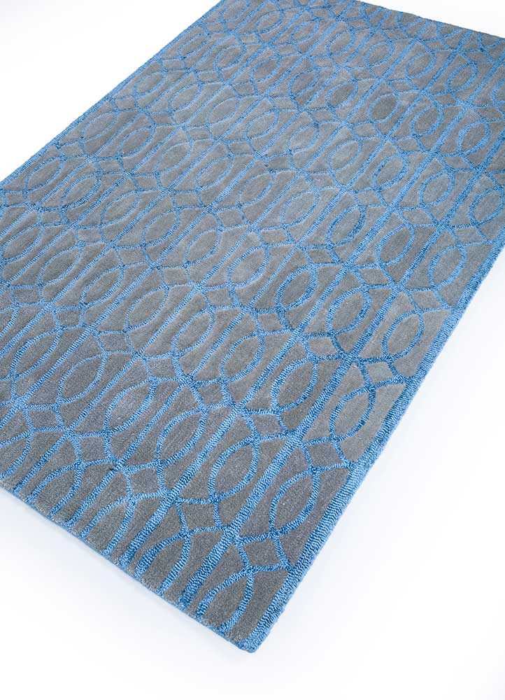 Wollteppich - 180 x 120 cm - seeblau