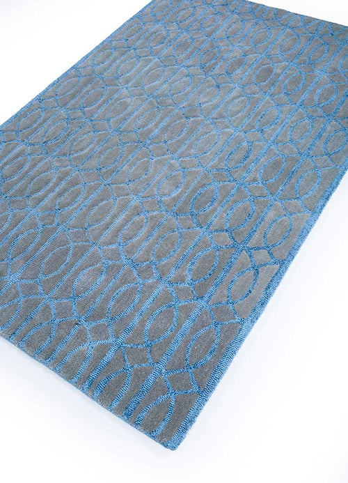 Wollteppich - 180 x 120 cm - seeblau