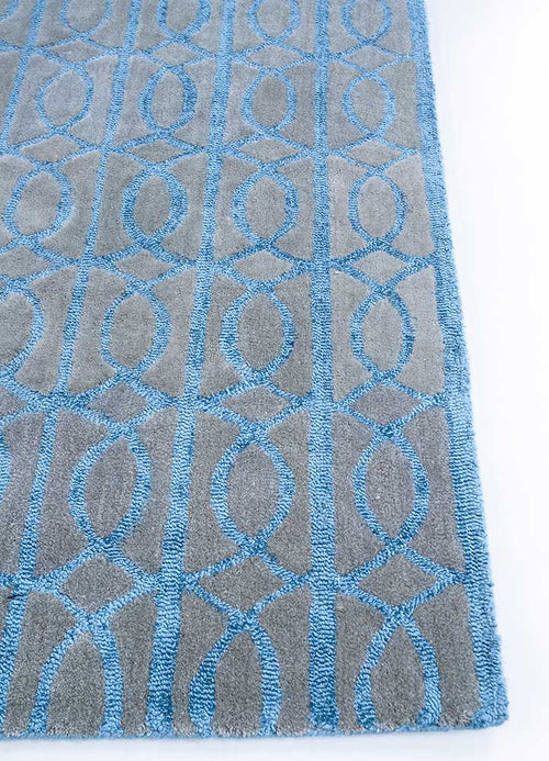Wollteppich - 180 x 120 cm - seeblau