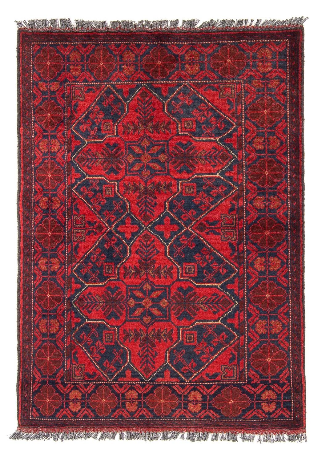 Afghan Teppich - Kunduz 125 x 78 cm - dunkelrot
