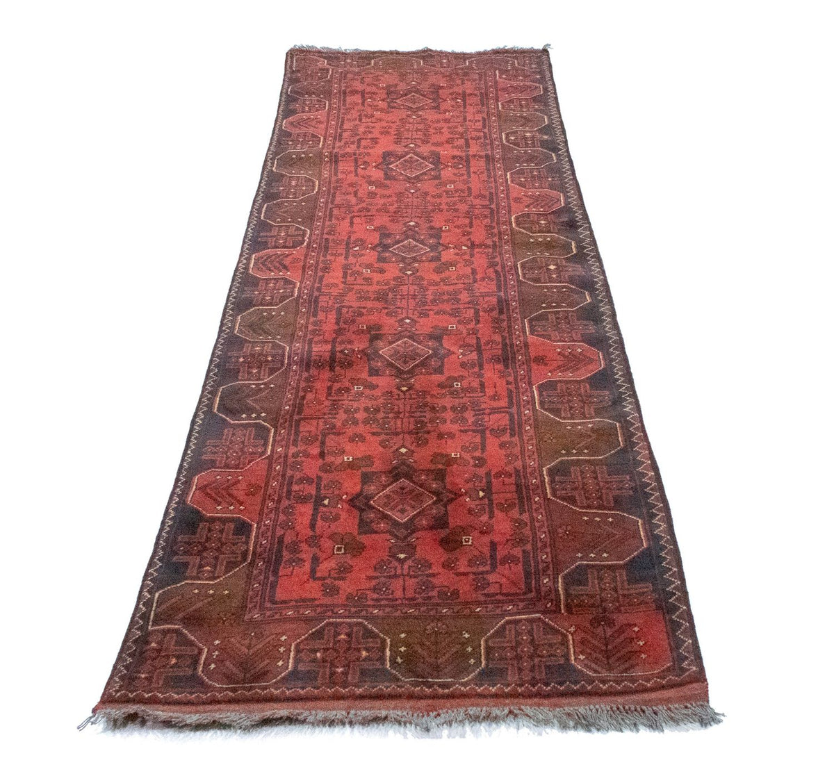 Afghan Teppich - Kunduz 295 x 75 cm - rot