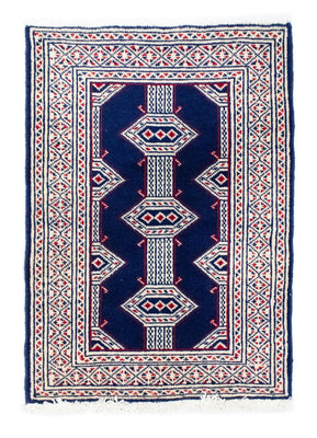 Turkaman Teppich 90 x 62 cm - blau