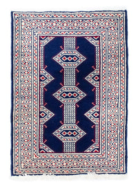 Turkaman Teppich 90 x 62 cm - blau