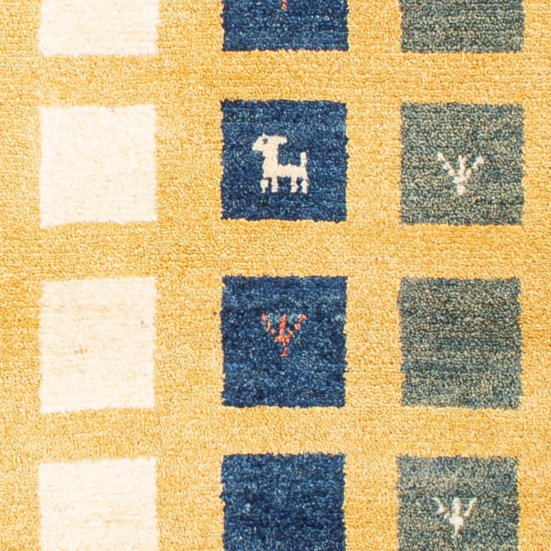 Gabbeh Teppich - Loribaft Perser 118 x 84 cm - senfgelb