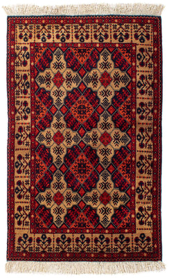 Afghan Teppich 144 x 98 cm - dunkelrot