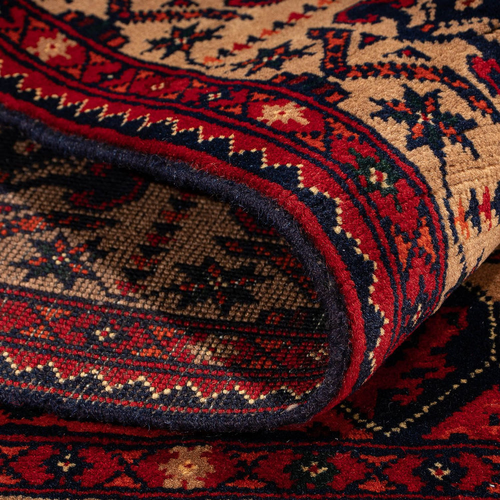 Afghan Teppich 144 x 98 cm - dunkelrot