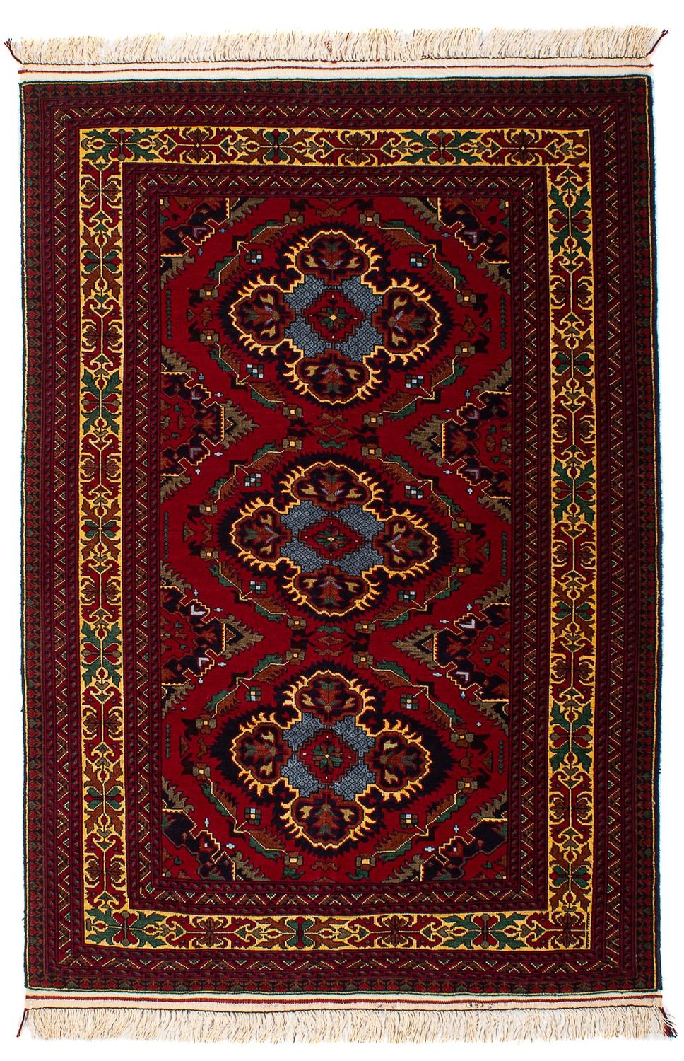Afghan Teppich 145 x 93 cm - dunkelrot