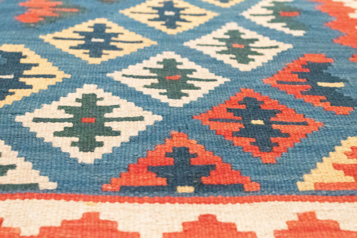 Kelim Teppich - Splash 198 x 64 cm - blau