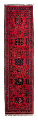 Afghan Teppich - Kunduz 298 x 79 cm - dunkelrot