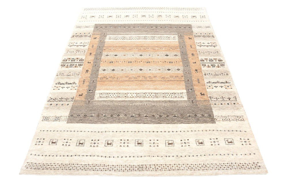 Gabbeh Teppich - Loribaft Indus - 201 x 140 cm - dunkelbeige