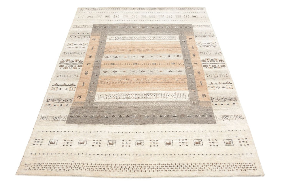 Gabbeh Teppich - Loribaft Indus - 201 x 140 cm - dunkelbeige
