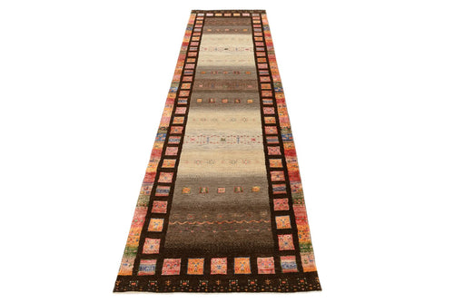 Läufer Gabbeh - Loribaft Indus - 306 x 80 cm - dunkelbeige