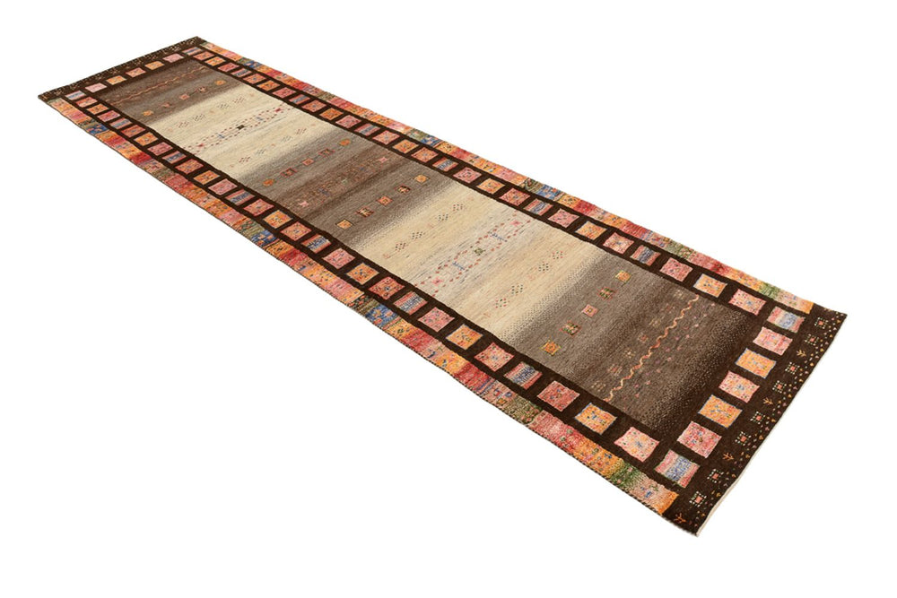 Läufer Gabbeh - Loribaft Indus - 306 x 80 cm - dunkelbeige