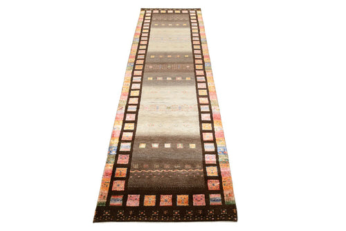 Läufer Gabbeh - Loribaft Indus - 306 x 80 cm - dunkelbeige