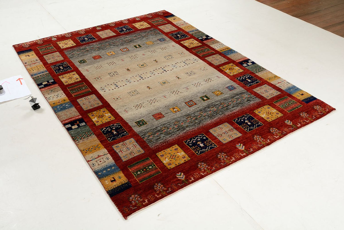 Gabbeh Teppich - Loribaft Indus - 204 x 150 cm - mehrfarbig