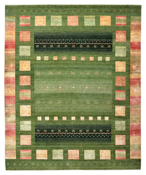 Gabbeh Teppich - Loribaft Indus - 302 x 248 cm - grün