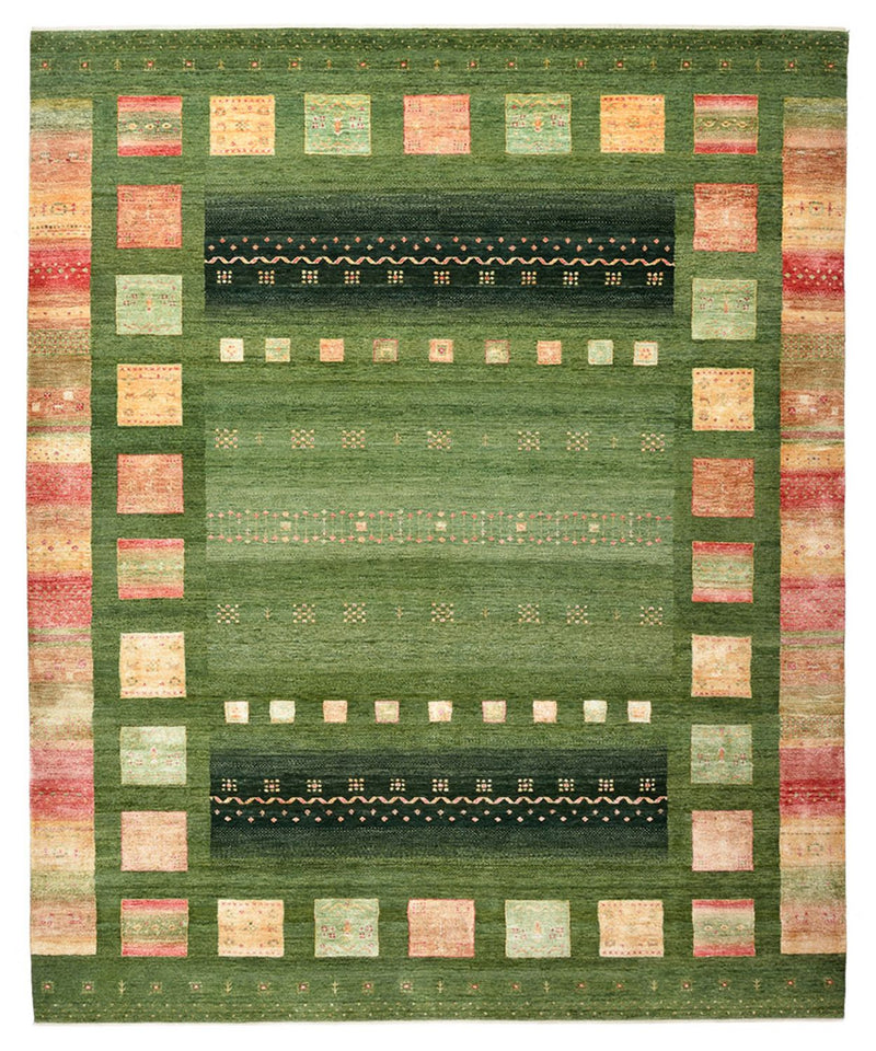 Gabbeh Teppich - Loribaft Indus - 302 x 248 cm - grün