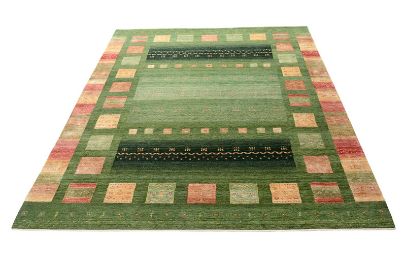 Gabbeh Teppich - Loribaft Indus - 302 x 248 cm - grün