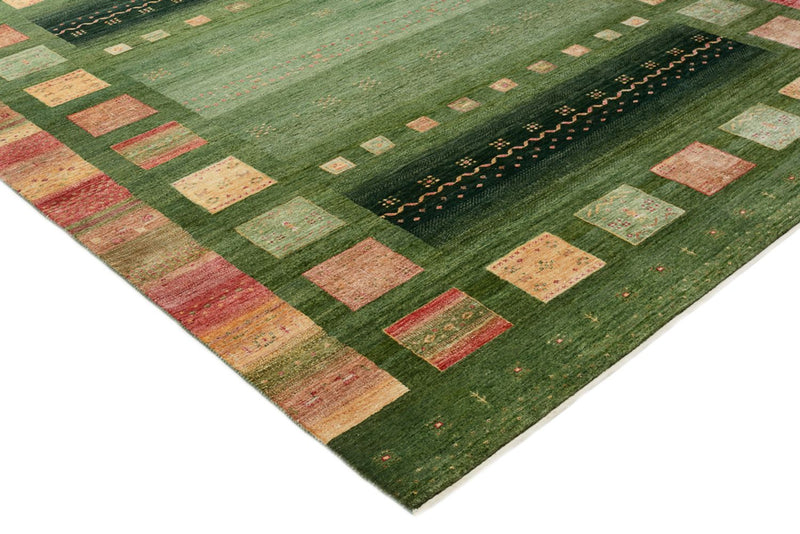 Gabbeh Teppich - Loribaft Indus - 302 x 248 cm - grün