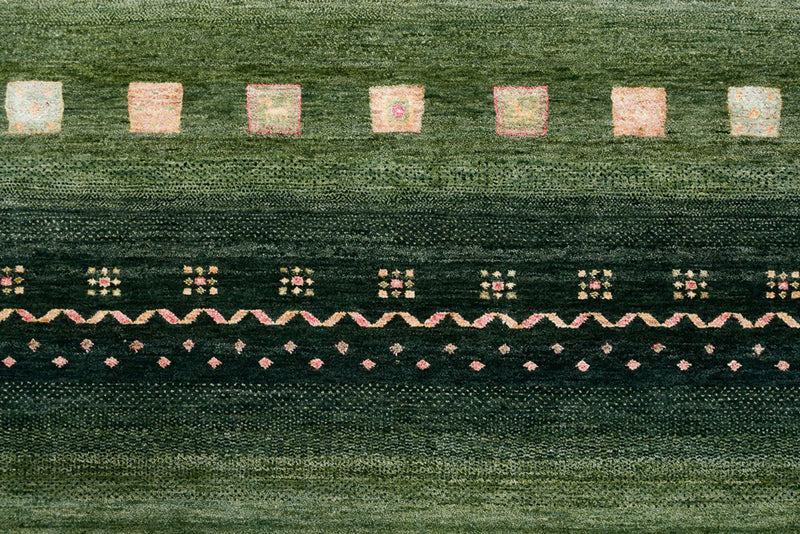 Gabbeh Teppich - Loribaft Indus - 302 x 248 cm - grün