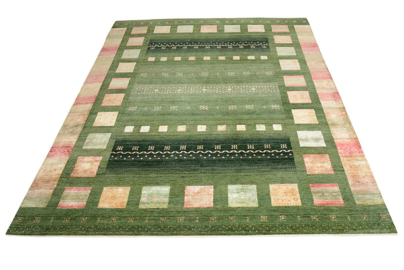 Gabbeh Teppich - Loribaft Indus - 302 x 248 cm - grün