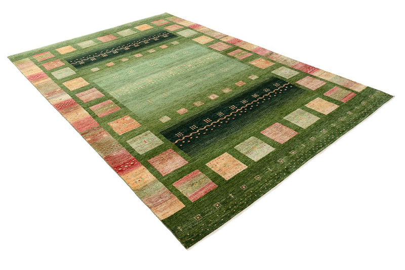 Gabbeh Teppich - Loribaft Indus - 308 x 205 cm - grün