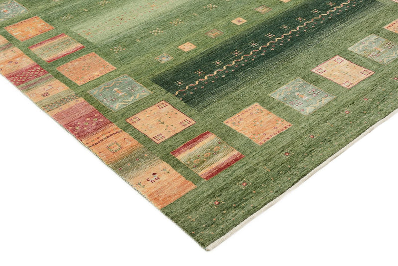 Gabbeh Teppich - Loribaft Indus - 259 x 208 cm - grün