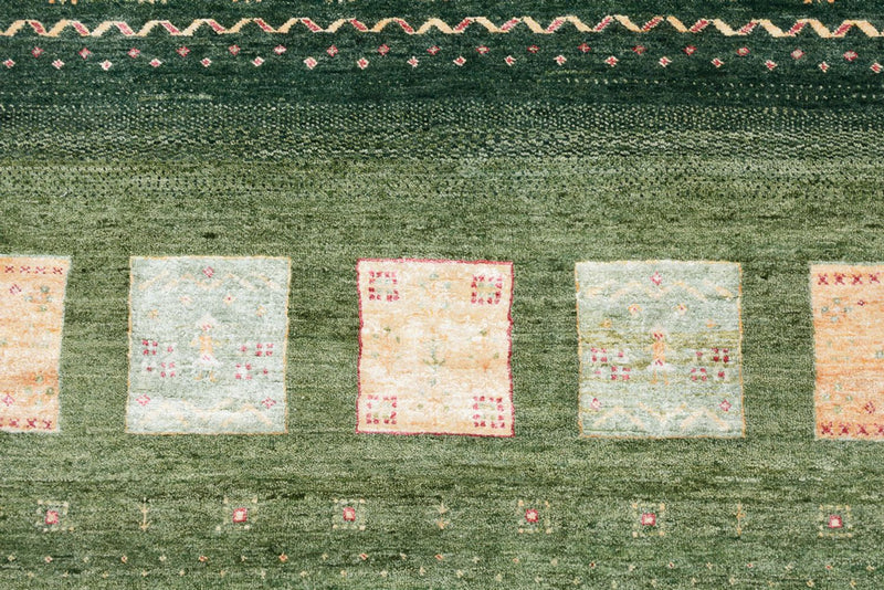 Gabbeh Teppich - Loribaft Indus - 259 x 208 cm - grün