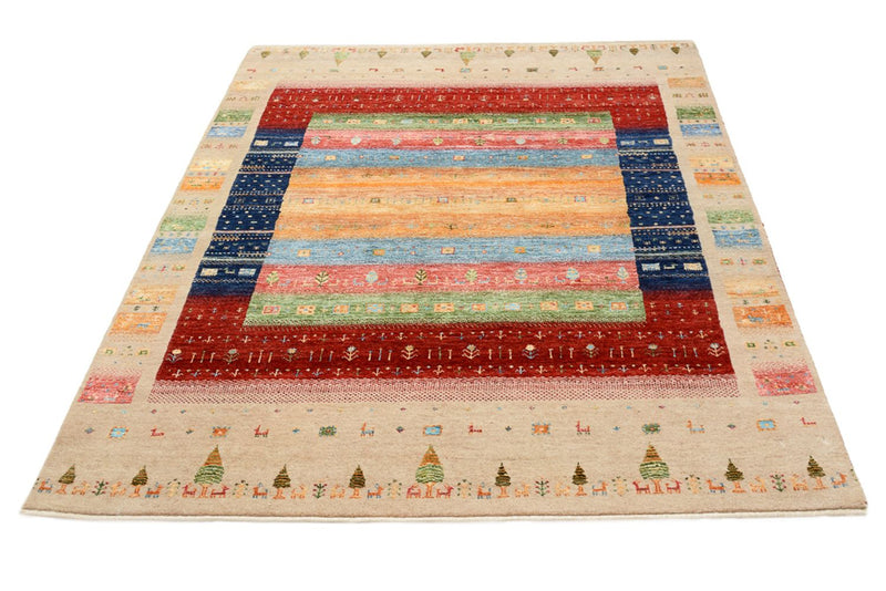Gabbeh Teppich - Loribaft Indus - 198 x 154 cm - mehrfarbig