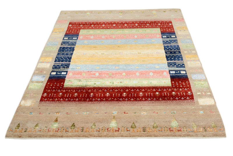 Gabbeh Teppich - Loribaft Indus - 198 x 154 cm - mehrfarbig