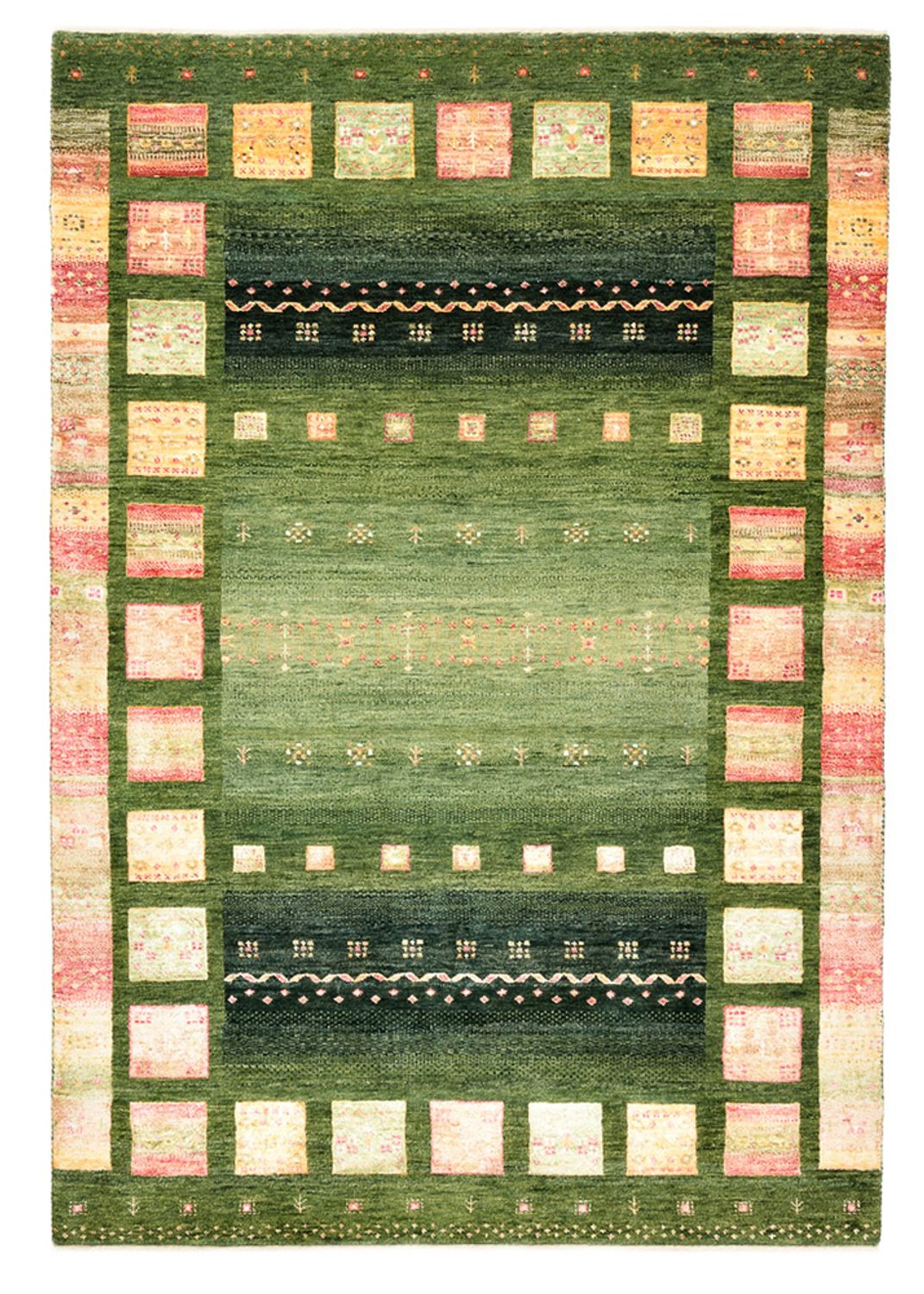 Gabbeh Teppich - Loribaft Indus - 183 x 127 cm - grün
