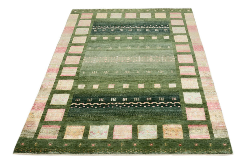 Gabbeh Teppich - Loribaft Indus - 183 x 127 cm - grün