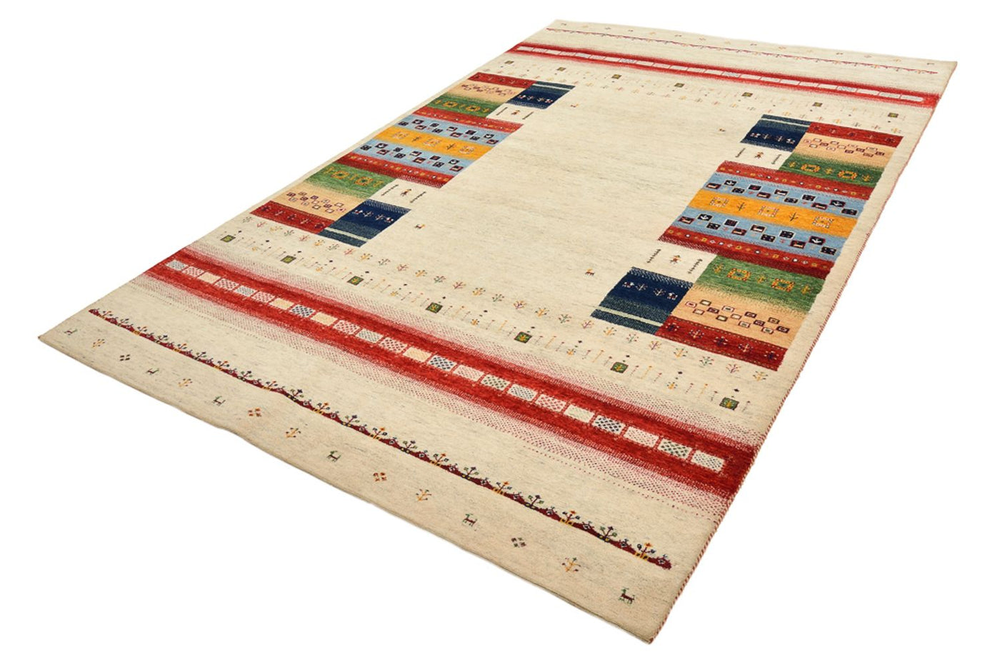 Gabbeh Teppich - Loribaft Indus - 305 x 198 cm - hellbeige