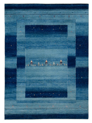 Gabbeh Teppich - Loribaft Indus - 241 x 175 cm - blau