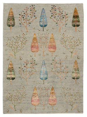 Gabbeh Teppich - Loribaft Indus - 241 x 173 cm - hellgrau