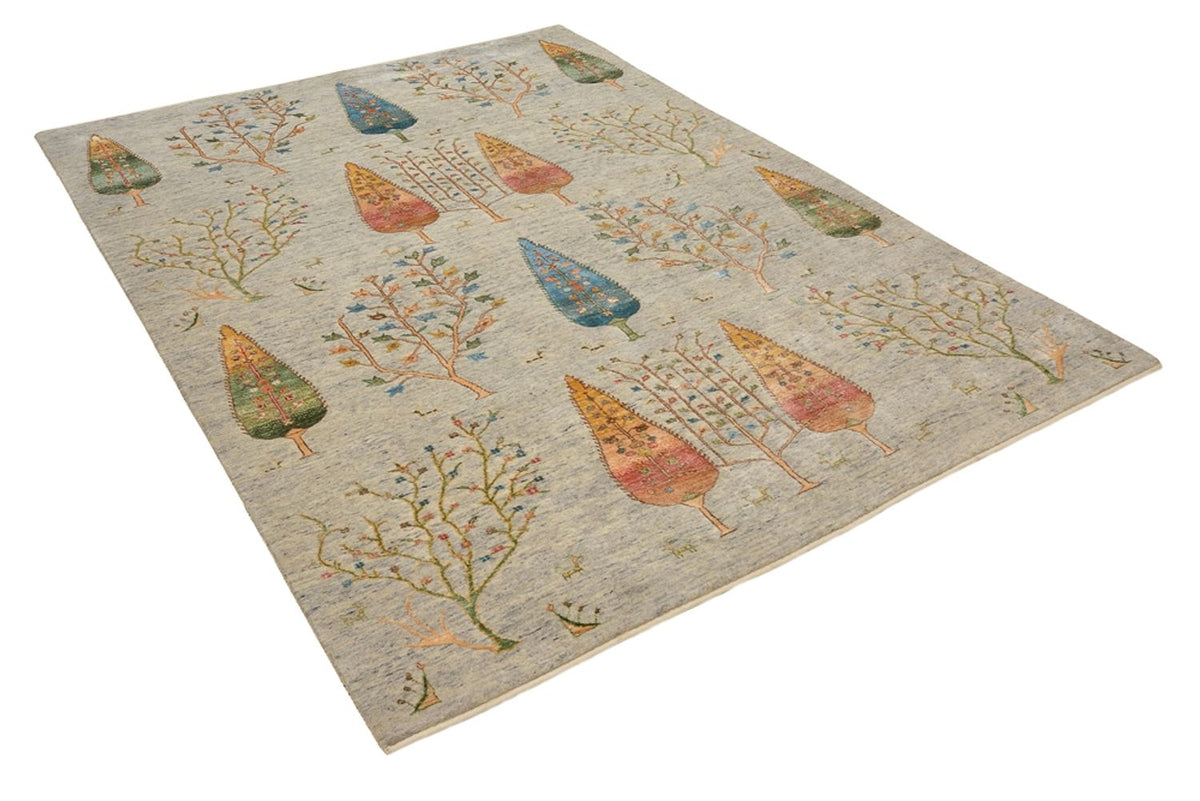 Gabbeh Teppich - Loribaft Indus - 241 x 173 cm - hellgrau