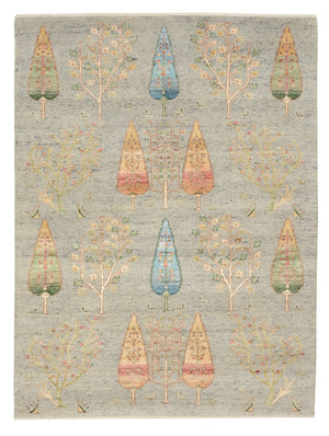 Gabbeh Teppich - Loribaft Indus - 204 x 155 cm - hellgrau