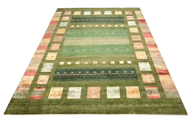 Gabbeh Teppich - Loribaft Indus - 343 x 251 cm - grün