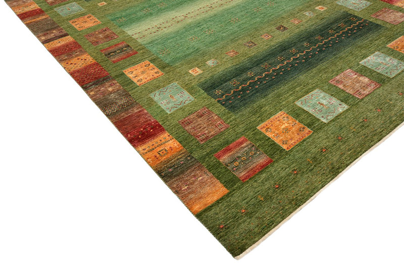 Gabbeh Teppich - Loribaft Indus - 340 x 249 cm - grün
