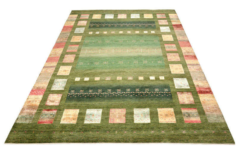 Gabbeh Teppich - Loribaft Indus - 340 x 249 cm - grün