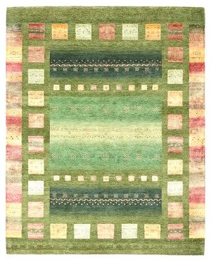 Gabbeh Teppich - Loribaft Indus - 303 x 244 cm - grün