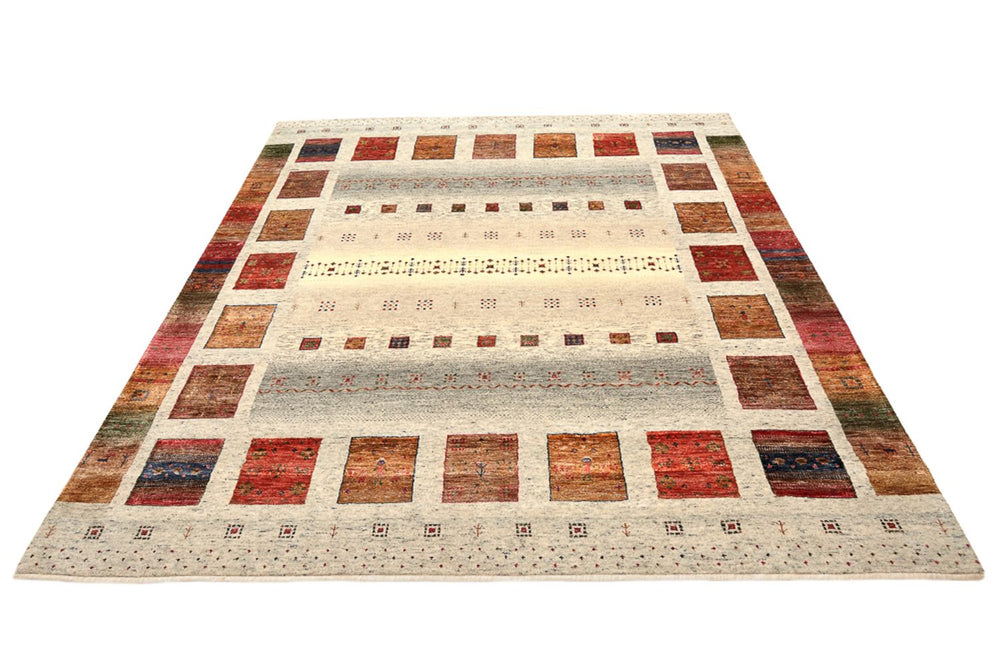 Gabbeh Teppich - Loribaft Indus quadratisch  - 205 x 204 cm - creme
