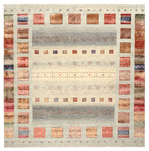 Gabbeh Teppich - Loribaft Indus quadratisch  - 254 x 251 cm - hellbeige