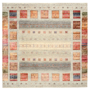 Gabbeh Teppich - Loribaft Indus quadratisch  - 202 x 199 cm - hellbeige