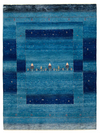 Gabbeh Teppich - Loribaft Indus - 201 x 152 cm - seeblau