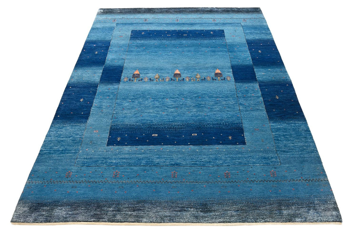 Gabbeh Teppich - Loribaft Indus - 201 x 152 cm - seeblau