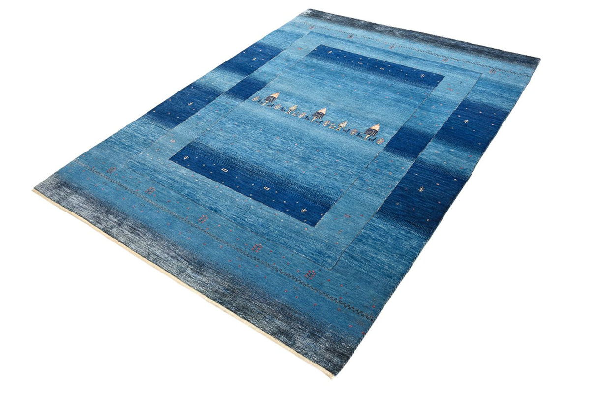 Gabbeh Teppich - Loribaft Indus - 201 x 152 cm - seeblau