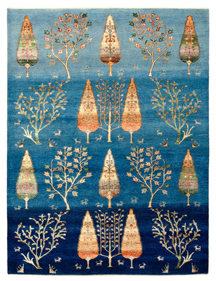 Gabbeh Teppich - Loribaft Indus - 203 x 155 cm - seeblau